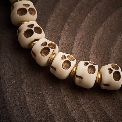 FREE Today: Protection and Courage Tibetan Bone Beads Lord of the Corpse Forest Skull Pattern Bracelet - image 4