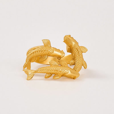 FREE Today: Wealth and Success Retro Alloy Three Koi Fish Open Ring - image 6