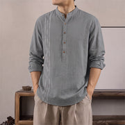 Foviel Spring Summer Casual Tang Style Geometric Cotton Men's Long Sleeve Shirts