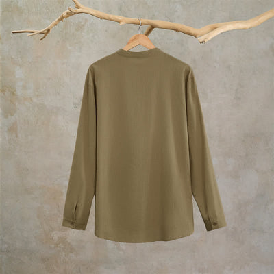 Buddha Stones Spring Summer Casual Tang Style Geometric Cotton Men's Long Sleeve Shirts - image 16