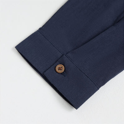 Buddha Stones Spring Summer Casual Tang Style Geometric Cotton Men's Long Sleeve Shirts - image 5