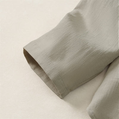 Buddha Stones Spring Fall Casual Tang Style Mandarin Collar Solid Cotton Men's Long Sleeve Shirts - image 14
