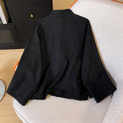 Buddha Stones Fall Vintage Tang Style Frog Button Floral Leaves Cotton Women's Long Sleeve Shirts - image 11