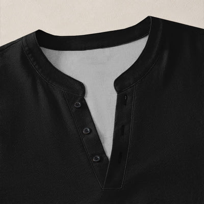 Buddha Stones Cotton Ocean Wave Spiral Pattern V-Neck Buttons Men's Long Sleeve Shirts - image 18