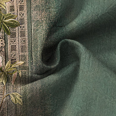 Buddha Stones Cotton Vintage Floral Vine Pattern V-Neck Buttons Men's Long Sleeve Shirts - image 6
