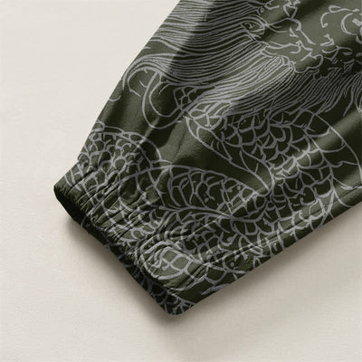 Buddha Stones Pure Cotton Dragon Auspicious Clouds Pattern Drawstring Men's Harem Pants With Pockets - image 10
