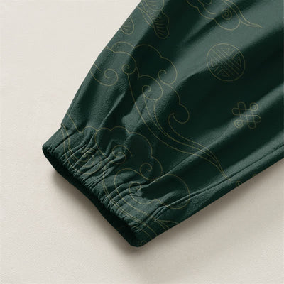 Buddha Stones Pure Cotton Traditional Cloud Medallion Pattern Drawstring Men's Harem Pants With Pockets - image 10