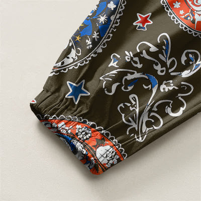 Buddha Stones Pure Cotton Paisley Star Pattern Drawstring Men's Harem Pants With Pockets - image 10