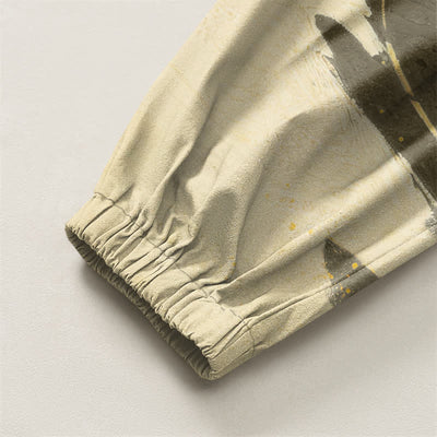 Buddha Stones Pure Cotton Golden Dragon Landscape Pattern Drawstring Men's Harem Pants With Pockets - image 16