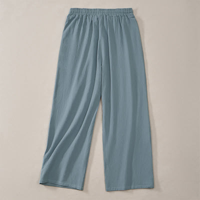 Buddha Stones Spring Summer Classic Minimalist Drawstring Solid Long Pants Men's Straight Leg Pants With Pockets - image 10