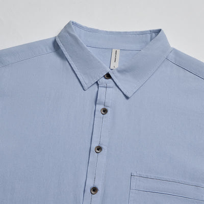 Buddha Stones Spring Fall Casual Button-Up Solid Cotton Men's Long Sleeve Shirts With Patch Pocket - image 24