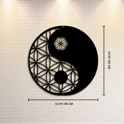 Buddha Stones Minimalist Yin Yang Balance Iron Metal Wall Decor - Approx. 35cm x 35cm x 0.1cm / 13.78in x 13.78in x 0.04in - image 6