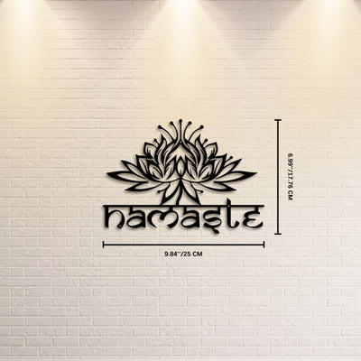 Buddha Stones Black Lotus Namaste Peace Metal Iron Wall Decor - Approx. 25cm x 17.76cm x 0.1cm / 9.84in x 6.99in x 0.04in - image 2