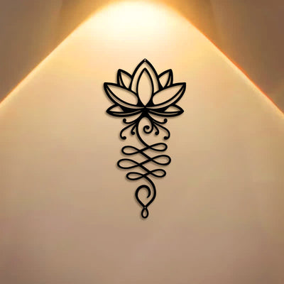 Buddha Stones Metal Lotus Enlightenment Minimalist Wall Hanging Iron Meaningful Symbols Wall Art - image 0