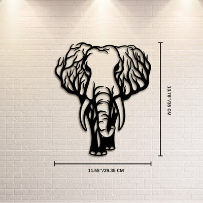 Buddha Stones Minimalist Elephant Head Line Design Iron Metal Wall Decor - Approx. 29.35cm x 35cm x 0.1cm / 11.55in x 13.78in x 0.04in - image 6