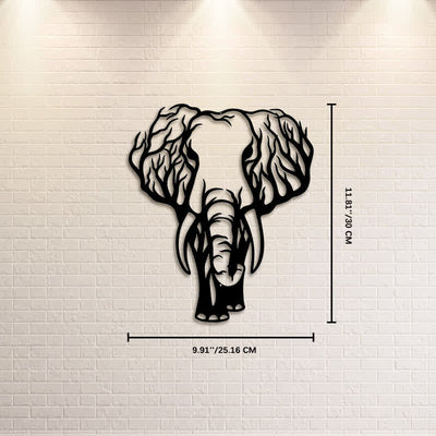 Buddha Stones Minimalist Elephant Head Line Design Iron Metal Wall Decor - Approx. 25.16cm x 30cm x 0.1cm / 9.91in x 11.81in x 0.04in - image 4
