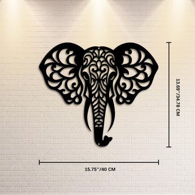 Buddha Stones Sacred Elephant Iron Metal Wall Decor Of Wisdom - Approx. 40cm x 34.78cm x 0.1cm / 15.75in x 13.69in x 0.04in - image 8