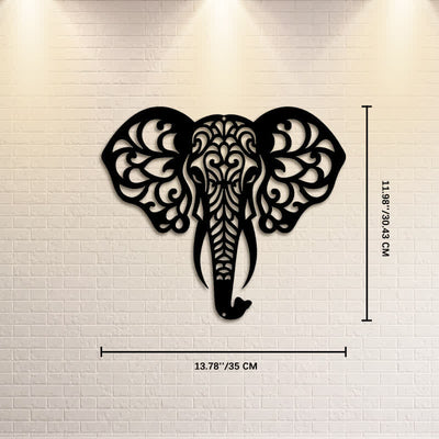 Buddha Stones Sacred Elephant Iron Metal Wall Decor Of Wisdom - Approx. 35cm x 30.43cm x 0.1cm / 13.78in x 11.98in x 0.04in - image 6