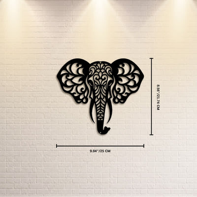 Buddha Stones Sacred Elephant Iron Metal Wall Decor Of Wisdom - Approx. 25cm x 21.74cm x 0.1cm / 9.84in x 8.56in x 0.04in - image 2