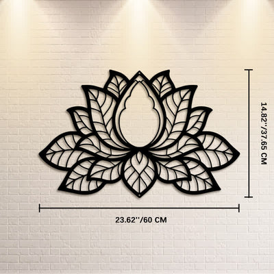 Buddha Stones Metal Lotus Enlightenment Silhouette Iron Meaningful Symbols Wall Art - Approx. 60cm x 37.65cm x 0.12cm / 23.62in x 14.82in x 0.05in - image 13