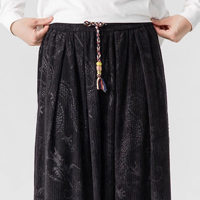 Buddha Stones Fall Winter Vintage Casual Drawstring Dragon Long Pants Men's Harem Pants With Pockets - image 19
