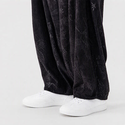 Buddha Stones Fall Winter Vintage Casual Drawstring Dragon Long Pants Men's Harem Pants With Pockets - image 22