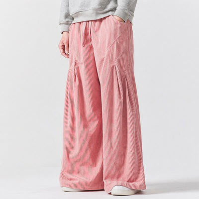 Buddha Stones Fall Winter Casual Drawstring Solid Long Pants Corduroy Men's Wide Leg Pants With Pockets - image 15