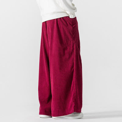 Buddha Stones Fall Winter Casual Drawstring Solid Long Pants Corduroy Men's Wide Leg Pants With Pockets - image 20