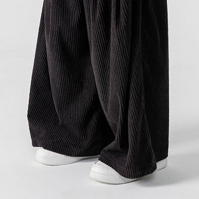 Buddha Stones Fall Winter Casual Drawstring Solid Long Pants Corduroy Men's Wide Leg Pants With Pockets - image 41