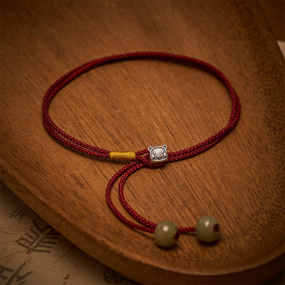 Buddha Stones Vintage 925 Sterling Silver Chinese Zodiac Luck Braided Red String Bracelet - image 27