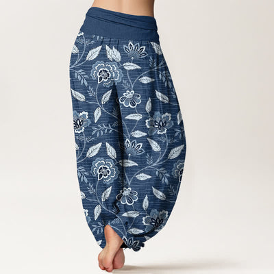 Buddha Stones Cotton Vintage Floral Vine Pattern Women's Elastic Waist Harem Pants - image 10