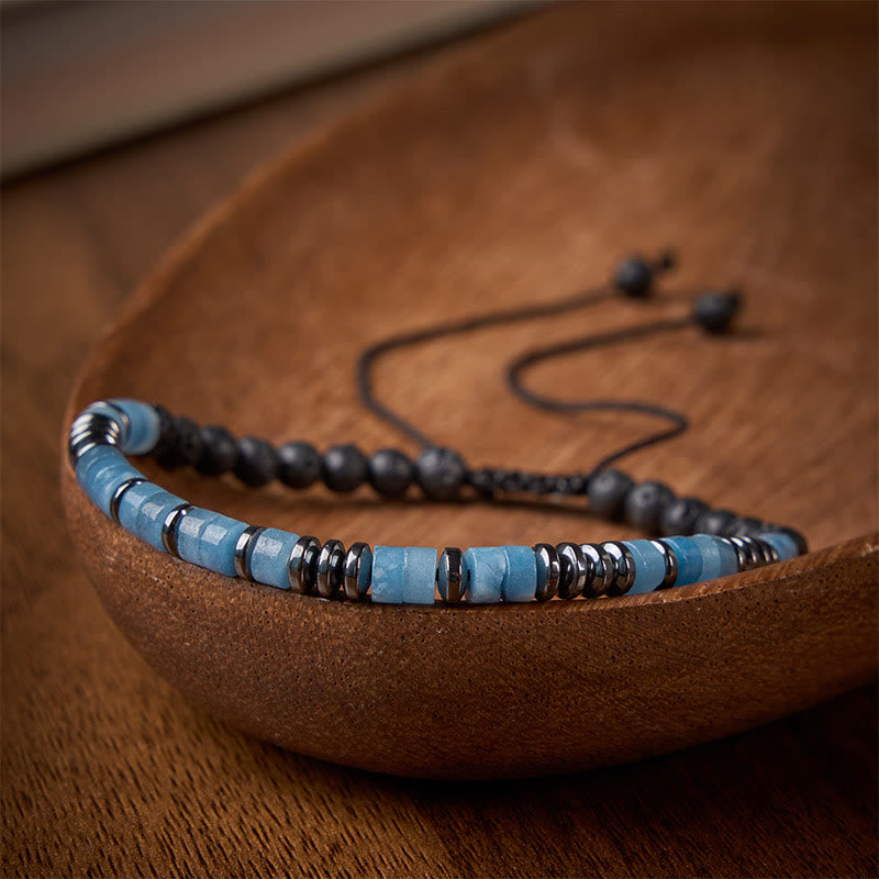 FREE Today: Clarity and Healing Aquamarine Lava Rock Silver Tone Accent Bracelet - image 1