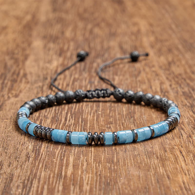 FREE Today: Clarity and Healing Aquamarine Lava Rock Silver Tone Accent Bracelet - Aquamarine (Wrist Circumference: 6.3-7.1 in /16-18 cm) - image 0