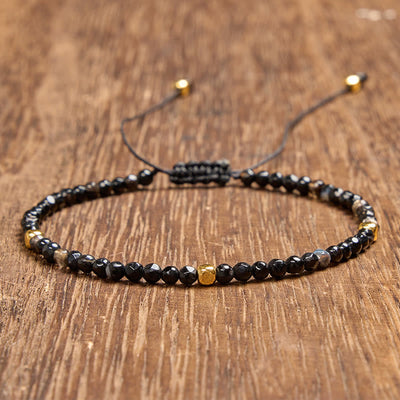 Buddha Stones Dark Brown Striped Agate Braided Adjustable Grounding Bracelet - Dark Brown Striped Agate (Wrist Circumference: 6.3–6.7 in /16-17 cm) - image 0
