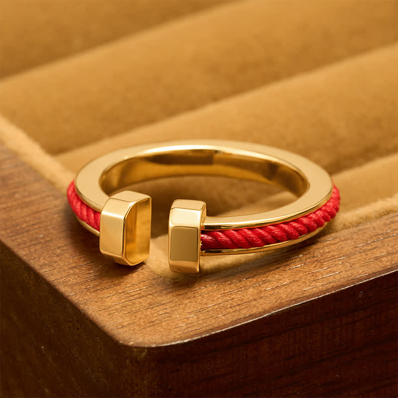 Foviel Copper Red String C-Shape Open Ring For Luck