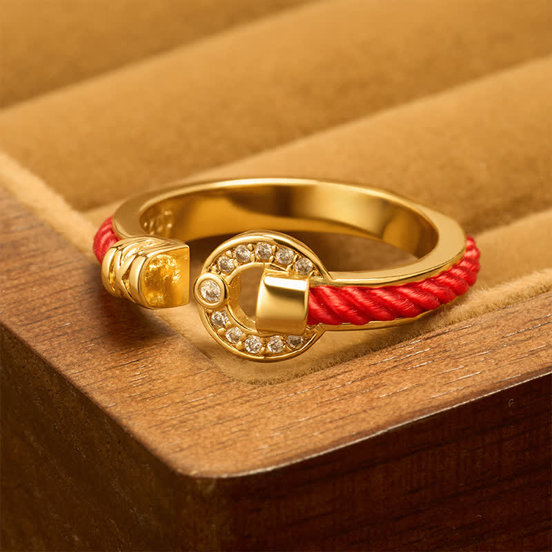 Foviel Red String Round Accent Open Ring