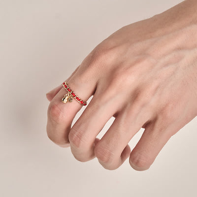 Buddha Stones Copper Red String Chinese Coin Good Fortune Fortune Pouch Open Ring - image 4