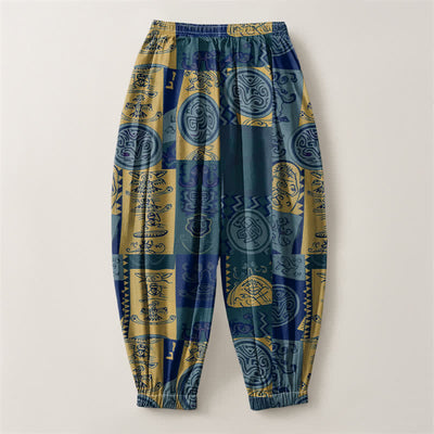 Buddha Stones Pure Cotton Tribal Medallion Patchwork Pattern Drawstring Men's Harem Pants With Pockets - image 8