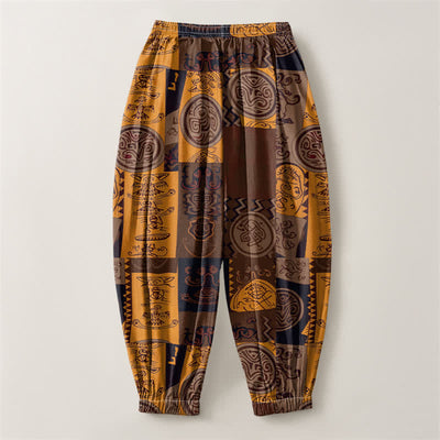 Buddha Stones Pure Cotton Tribal Medallion Patchwork Pattern Drawstring Men's Harem Pants With Pockets - image 14