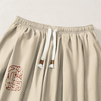 Buddha Stones Pure Cotton Playful Frog Pattern Drawstring Men's Harem Pants With Pockets - image 3