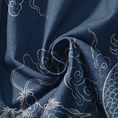 Buddha Stones Pure Cotton Dragon Cloud Pattern Drawstring Men's Harem Pants With Pockets - image 11