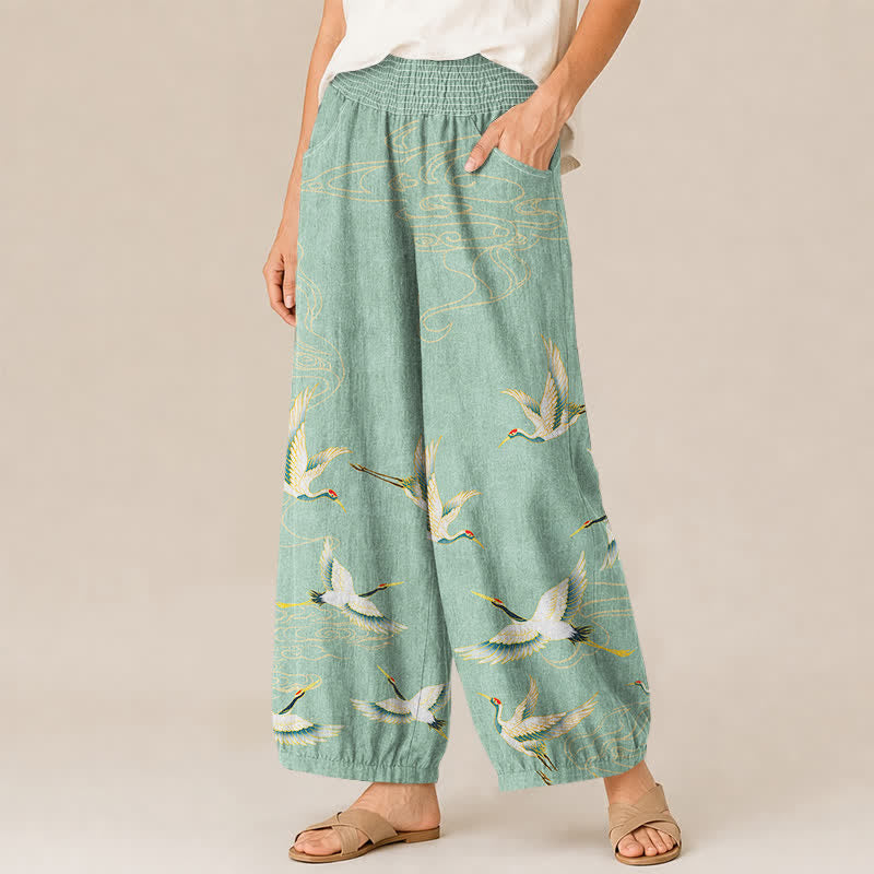 Foviel Oriental crane and cloud cotton harem pants - image 2
