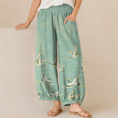 Foviel Oriental crane and cloud cotton harem pants - image 1