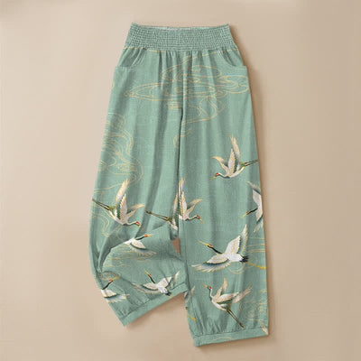 Foviel Oriental crane and cloud cotton harem pants - image 4