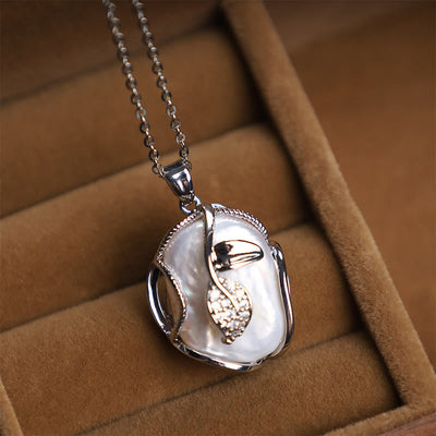 Buddha Stones 18K Gold Plated Copper Natural Baroque Pearl Flower Sincerity Necklace Pendant 9