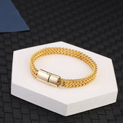 Bracelet jonc d'équilibre Foviel en acier titane avec boucle magnétique à écailles de poisson