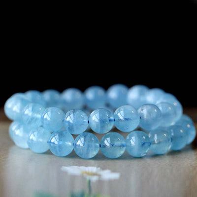 Natural Aquamarine Amber Beads Serenity Healing Bracelet Bracelet BS 13