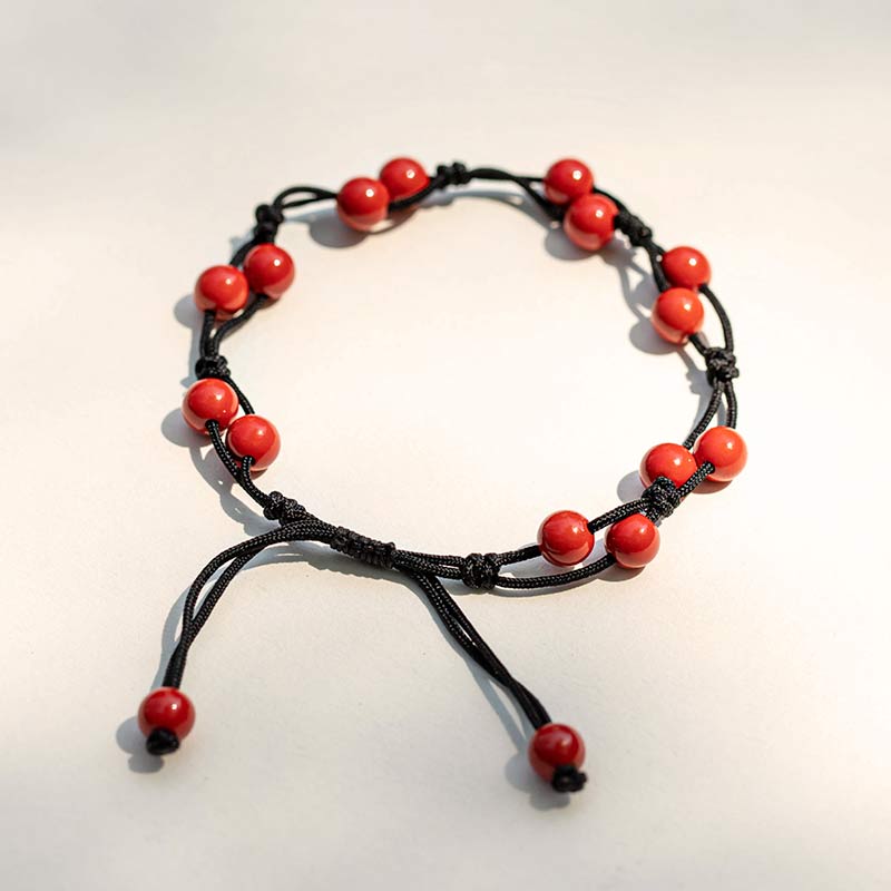 Bracelet calme Foviel en agate rouge, agate mousse et cinabre