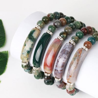 Foviel Natural Quartz Love Heart Healing Beads Bracelet