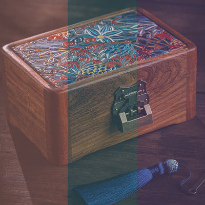 Buddha Stones Retro Handmade Floral Pattern Rosewood Jewelry Storage Box Lockable Wooden Gift Organizer Box Jewelry Storage Box BS 21